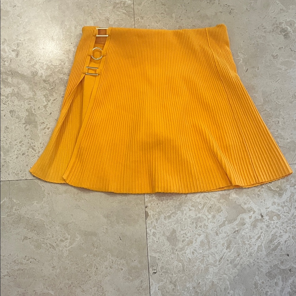 Sandro Vibrant Orange Mini Skirt with Buckle Accents